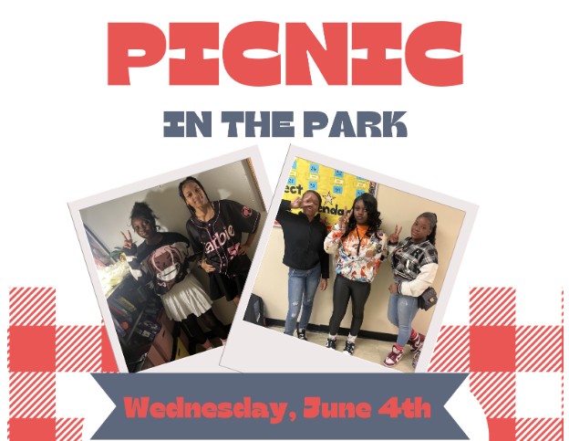  picnic flyer with images of students